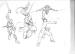 Four figure studies in the comic hero tradition