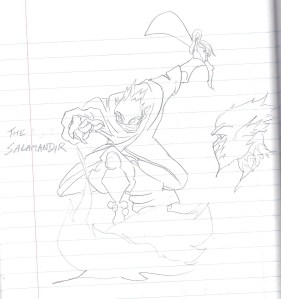 A concept of the old world style lizards relating to fire