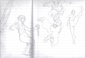 Figures are always easier to draw in relation to each other when they are a little ways apart