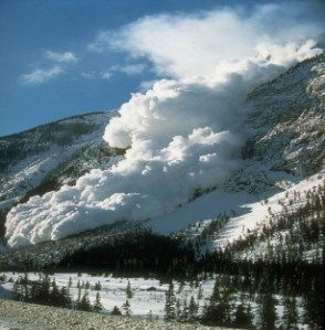 An avalanche striking