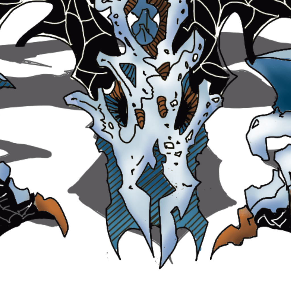 A white dragon's head and claws